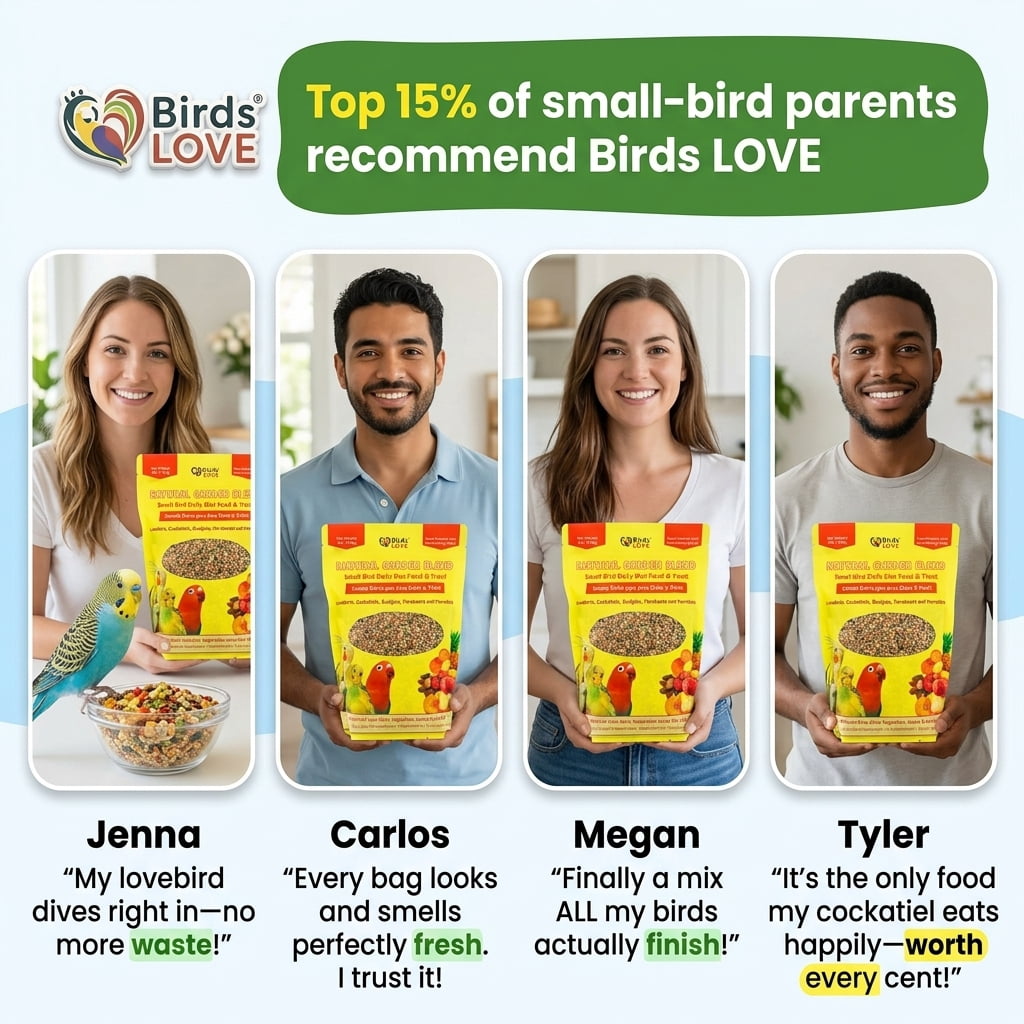 Birds LOVE Natural Garden Blend Bird Food for Small Birds, 2 lb - Hand Packed in USA, Natural Mix with Fruits, Seeds & Grains for Lovebirds, Cockatiels, Budgies & Parakeets