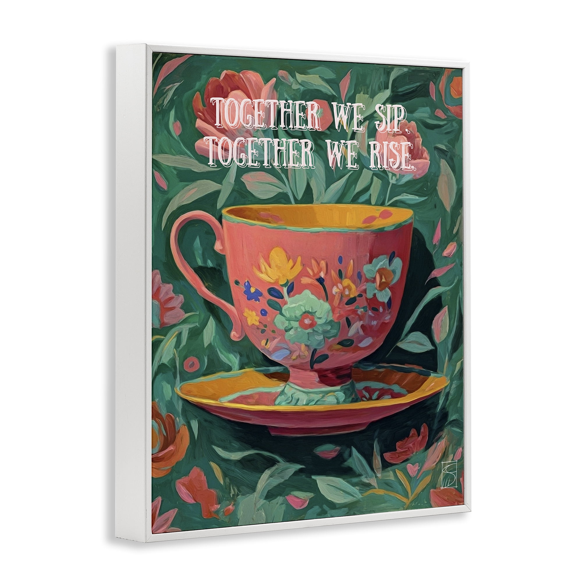Stupell Industries Together We Sip & Rise White Framed Giclee Art, design by Sara Culpepper