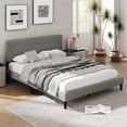 thumbnail image 5 of Costway Queen Size Bed Frame with Linen Fabric Upholstered Headboard & Wooden Slat Support, 5 of 11
