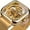 Gold, variant on Luxury Men's Mechanical Watch - Engraved, Luminous Hands, Stainless Steel Mesh Band, Hand-Winding Skeleton Design