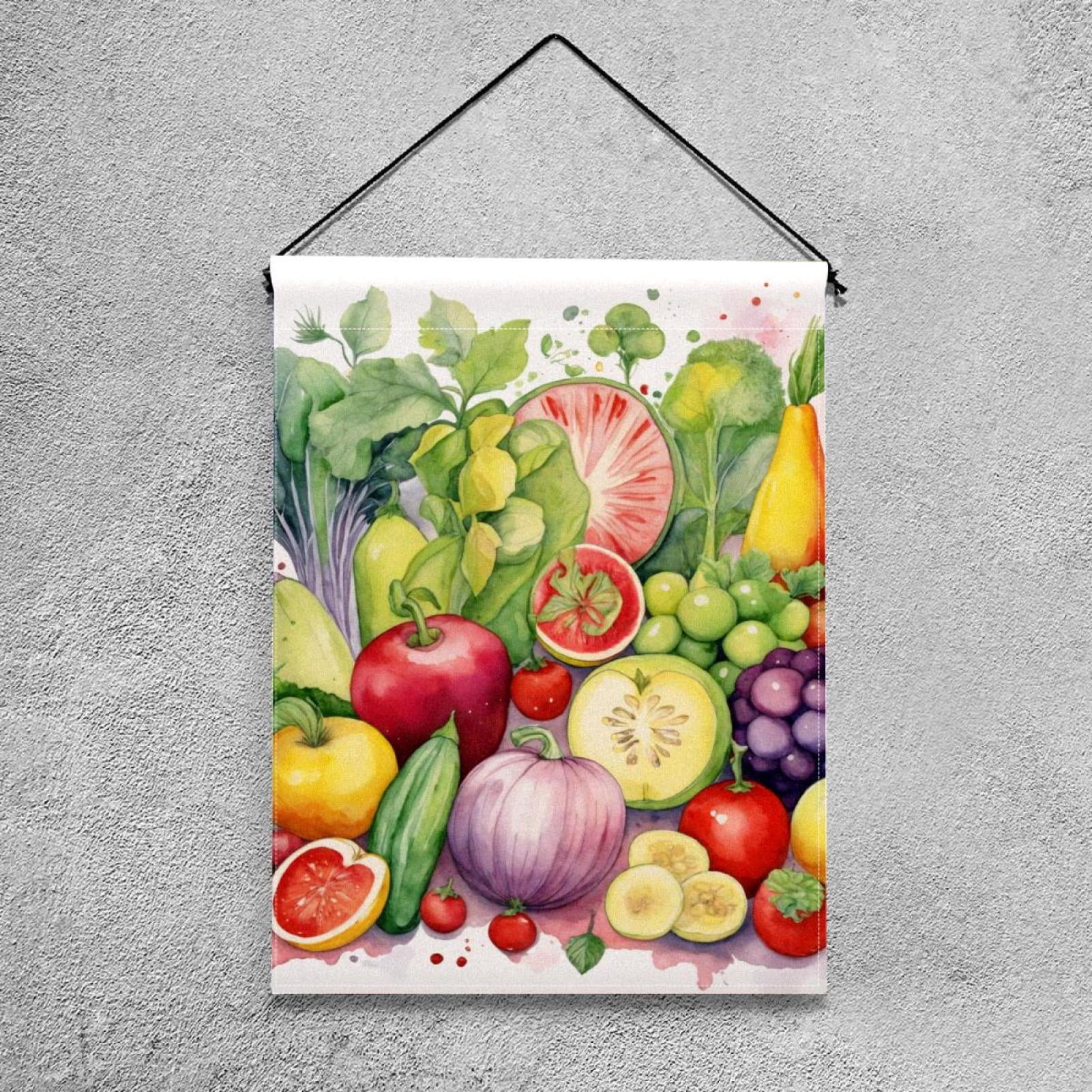 Watercolor Vegetables and Fruits Double Sided Garden Flag Decorative Weather Resistant Yard Flag, Large DIY Vertical Flag for Farmhouse Patio Lawn, 28x40 Inch