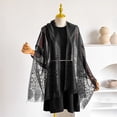 thumbnail image 5 of Lumtrix Women Lace Shawls and Wraps for Evening Dress Elegant Soft Sheer Scarf Wedding Bridal Scarf Formal Dress Fringe Lace Cover UP Black One Size, 5 of 6