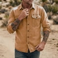 thumbnail image 4 of Long Sleeve Shirts for Men Fashion Turndown Collar Solid Color Casual Button Front Shirt With Zipper Pockets Outdoor Sports Tops, 4 of 5
