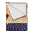 thumbnail image 2 of Tree Soft Flannel Fleece Blanket, Lavender Flowers Blooming Field and a Tree Uphill on Sunset Valensole France Print, Cozy Plush for Indoor and Outdoor Use, 50" x 70", Purple Peach, by Ambesonne, 2 of 5