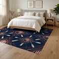 thumbnail image 3 of ODIKA 6'x9' Washable Area Rug Easy Care, Non-Shedding, Fish Bass Motif Distressed Badge Border Stars Vintage Fishing Refined Structured for Queen Size Bedroom Under Bed Master Suite, 3 of 7