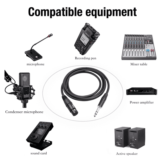 GJX XLR Cable 1/4 TRS to 6.35mm Female, Balanced Audio Instrument Cord for Studio and Stage, 48V Phantom Power Compatible, Durable Eco-Friendly Guitar Cable