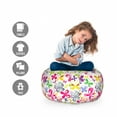 thumbnail image 2 of Butterfly Storage Toy Bag Chair, Spring Season Themed Blooming Nature Inspired Flora and Fauna Pattern Swirls, Stuffed Animal Organizer Washable Bag, Small Size, Multicolor, by Ambesonne, 2 of 3