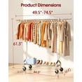 thumbnail image 4 of Sakugi Heavy Duty Clothes Rack - Extendable Stainless Steel Clothing Rack for Hanging Clothes with Mesh Shelf, 49.5–74.5" x 61.5" x 16.5", Silver, 4 of 9