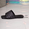thumbnail image 6 of Samdudou Slides for Women Summer Open Toe Flat Sandals Chic Polka Dot Print Ruched Straps Square Toe Slip On Shoes Elegant Vacation Beach Footwear for Ladies, 6 of 9