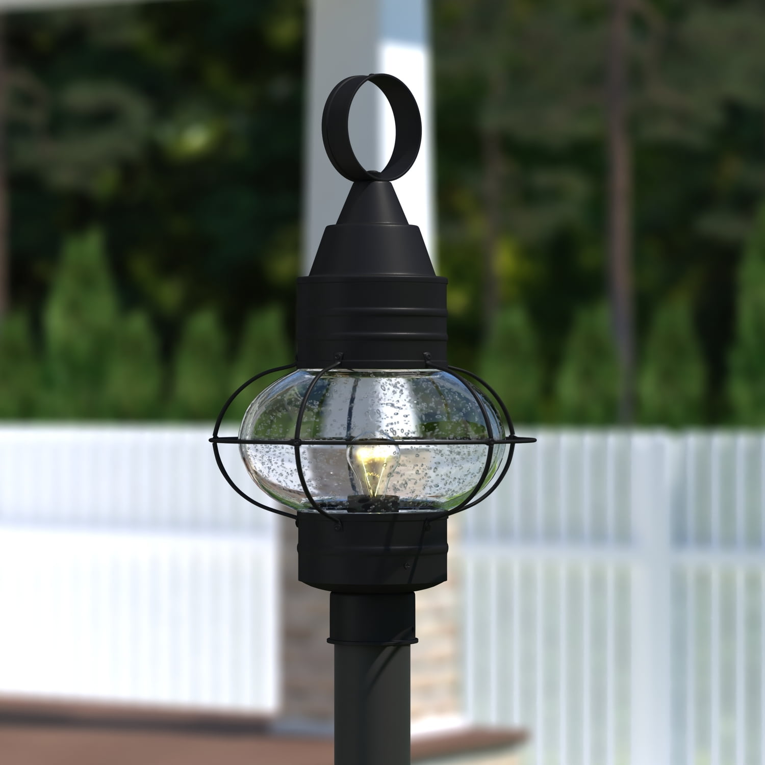 Vaxcel Chatham 1L Black Coastal Outdoor Globe Post Light Clear Glass