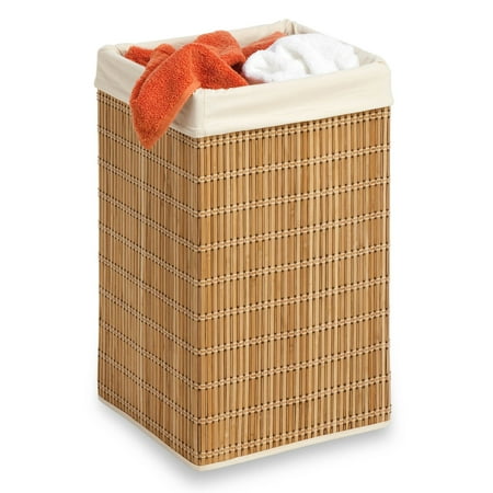 Honey Can Do Durable Square Bamboo Wicker Hamper, Brown