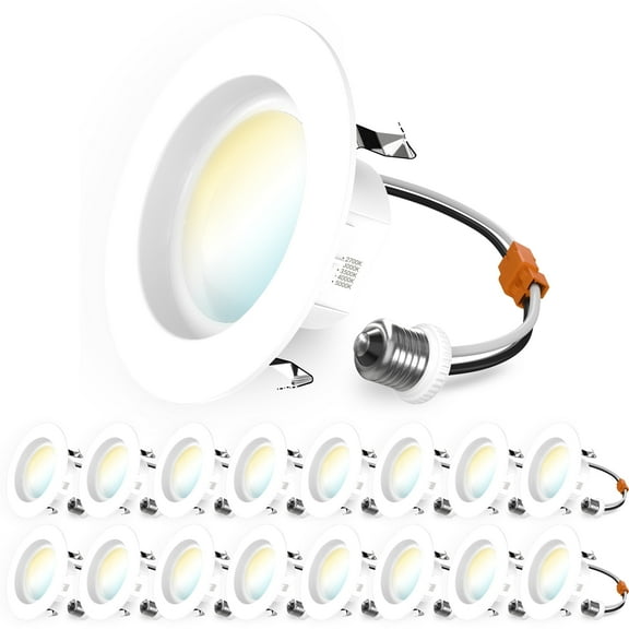 Sunco LED Recessed 4 Inch, 16 Pack Selectable 2700K/3000K/3500K/4000K/5000K, Dimmable Can Lights, Smooth Trim, 11W=40W, 660LM, Damp Rated, Retrofit Installation - UL Certified