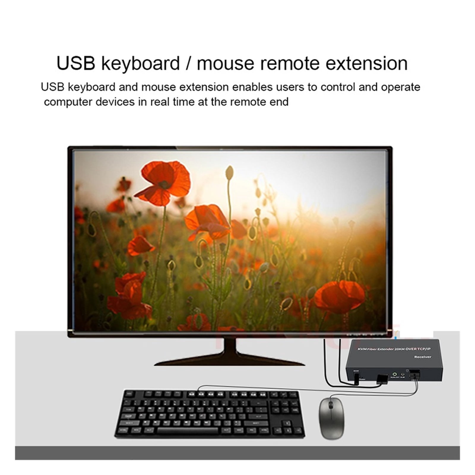 20km KVM over Fiber Optic Extender, 1080P High-Def Media Control Kit