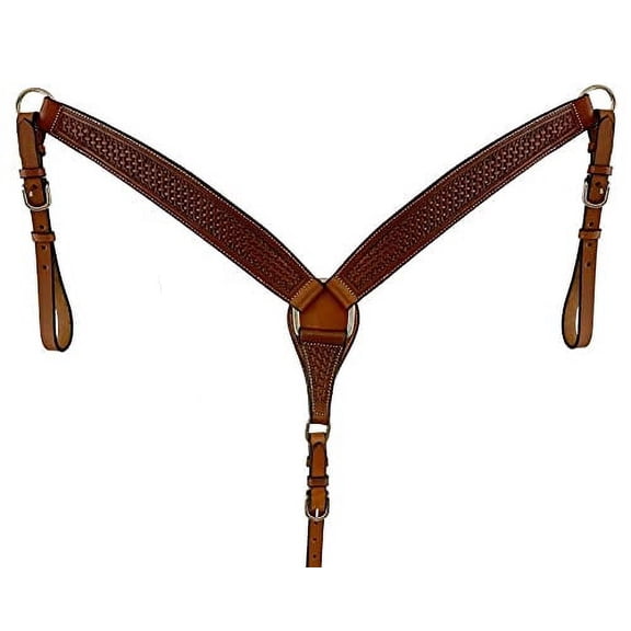 Showman Argentina Cow Leather Basketweave Tooled Breast Collar
