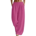 thumbnail image 2 of YOZGXEG Wide Leg Pants Women Women High Waisted Cargo Hiking Pants Baggy Stretchy Wide Leg Streetwear With Pockets Pink S-Xxl, 2 of 9