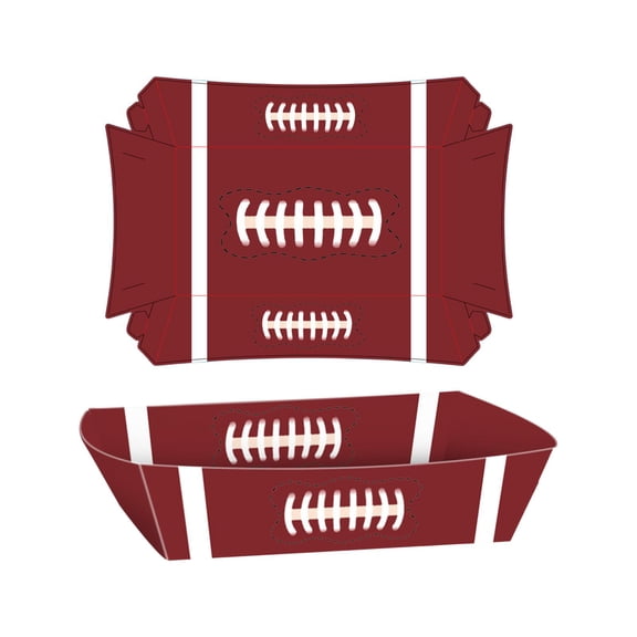 12-Count Football Themed Paper Boats for Serving Food, Durable Paper Food Trays Disposable with Football Party decor design, Ideal Food Trays for Party Game Days, Tailgates and