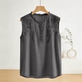 thumbnail image 4 of ZVNAH Haut Sans Manches à Broderie Florale pour Femme, Blouse Décontractée Style Henley à Col en V Volanté, P-2TG, 4 of 5