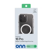 onn MagSafe Compatible Rugged Phone Case for iPhone 16 Pro - Clear