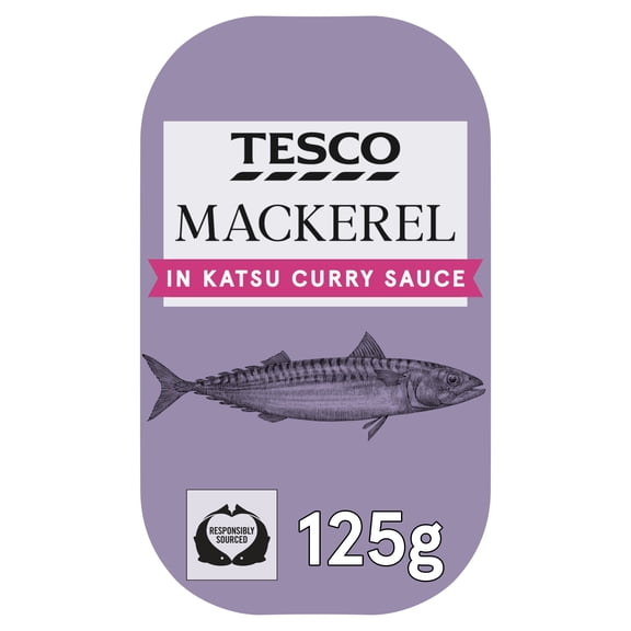 Tesco Mackerel In Katsu Curry Sauce 125G, Imported from Britain