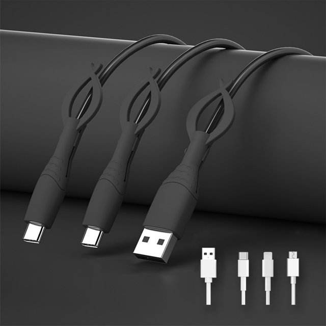Funda protectora de silicona para cable de datos de teléfono móvil, resistente a la rotura y a las flexiones, juego de tres piezas, adecuada para Android y Apple. Funda protectora de silicona para cab