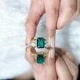 thumbnail image 5 of Rosec Jewels Lab Grown Emerald Cut Emerald Ring - Cocktail Ring for Women - 10X14 mm - AAAA Grade Certified - with Jewelry Box, 10K Yellow Gold, US 6.50, 5 of 8