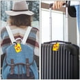 thumbnail image 5 of Square 2Pack PU Leather Lion Yellow Cute Cruise Luggage Tag with Privacy Cover and Name ID Tag for Travel Handbags Backpacks Luggage Tags, 5 of 6