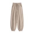thumbnail image 5 of VBVC Women's Cotton Linen Harem Joggers Pants , Baggy Drawstring Boho Trousers For Women , Ladies' Summer Beach Pants with Pockets, S-2XL, 5 of 7