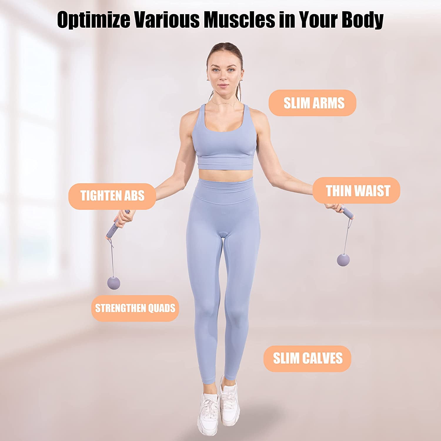 Herui Jump Rope Adjustable Digital Counting Jump Rope with Exercise Cordless Ball and Weighted Handles Speed Tangle-Free Skipping Rope with Alarm Reminder Suitable for Indoor and Outdoor Workout