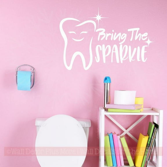 Wall Decor Quote Bring Sparkle Dental Office Motivational Vinyl Sticker Decals 23x15-Inch White