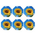 thumbnail image 2 of Pofeuu Blue Sky Sunflower Print Leather Coasters Set of 6, Round Cups Mugs Mat Pad for Home Kitchen Heat Resistant Drink Coasters,Octagon, 2 of 7