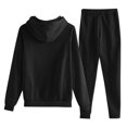 thumbnail image 5 of NEW YORK Men's Winter 2-Piece Sweatsuit, Solid Color Casual Sports Hoodie and Jogger Pants, Warm Fleece Lounge Set For Cold Weather Indoor Outdoor,Black,L, 5 of 6