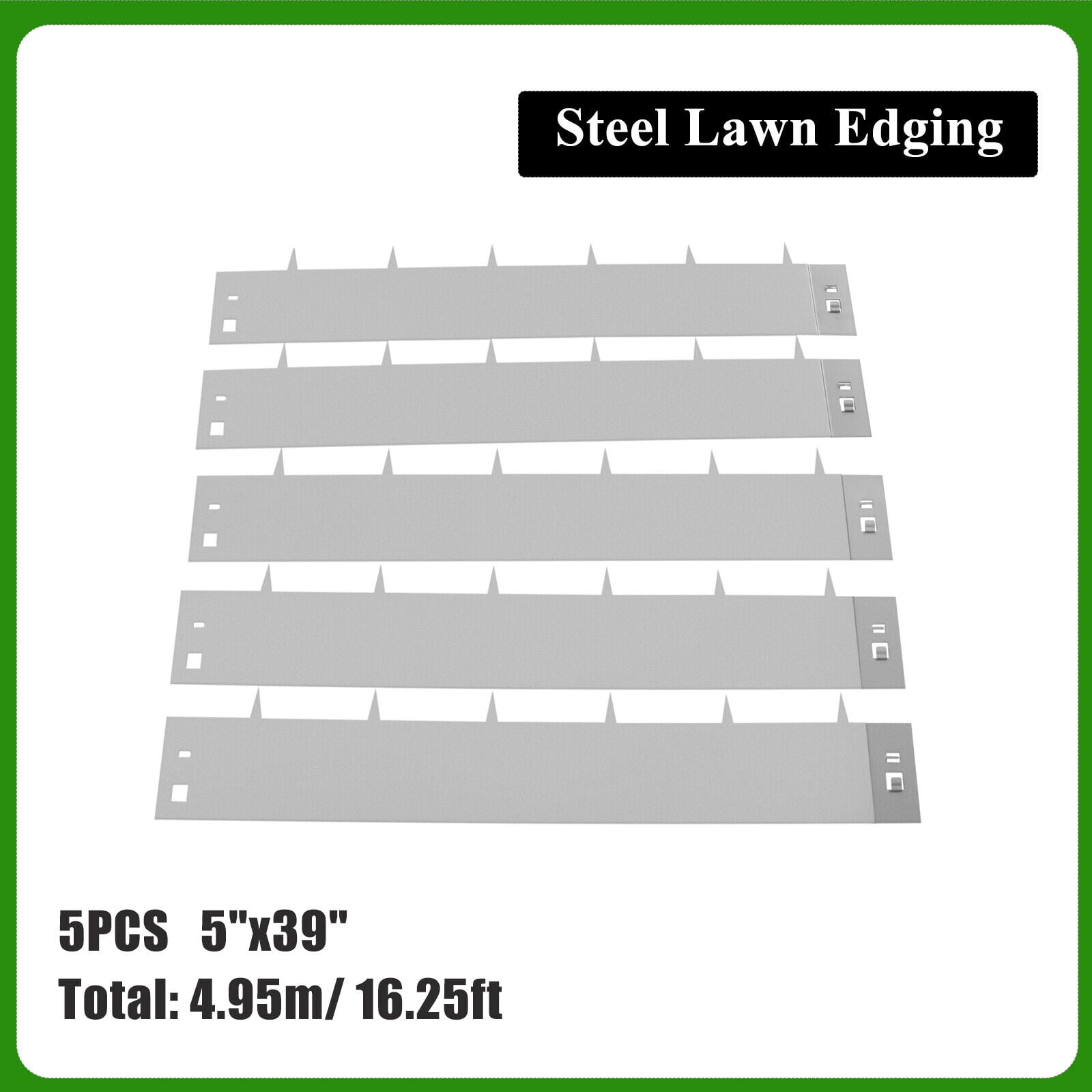 HiKaRiGuMi Garden Border Edging 5” x 39” Grey Steel Landscape Edging (5 Count)
