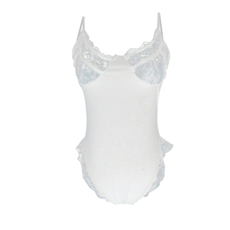 adviicd White Lingerie For Women Bridal Women One Piece Lingerie Lace  Bodysuit Deep V Teddy Mini Green S 