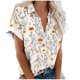 thumbnail image 1 of Pantalones Cortos para las Mujeres Impresión Sexy Cómodo Bolsillo de Manga Corta, Botón Top Blusa Camiseta, 1 of 5