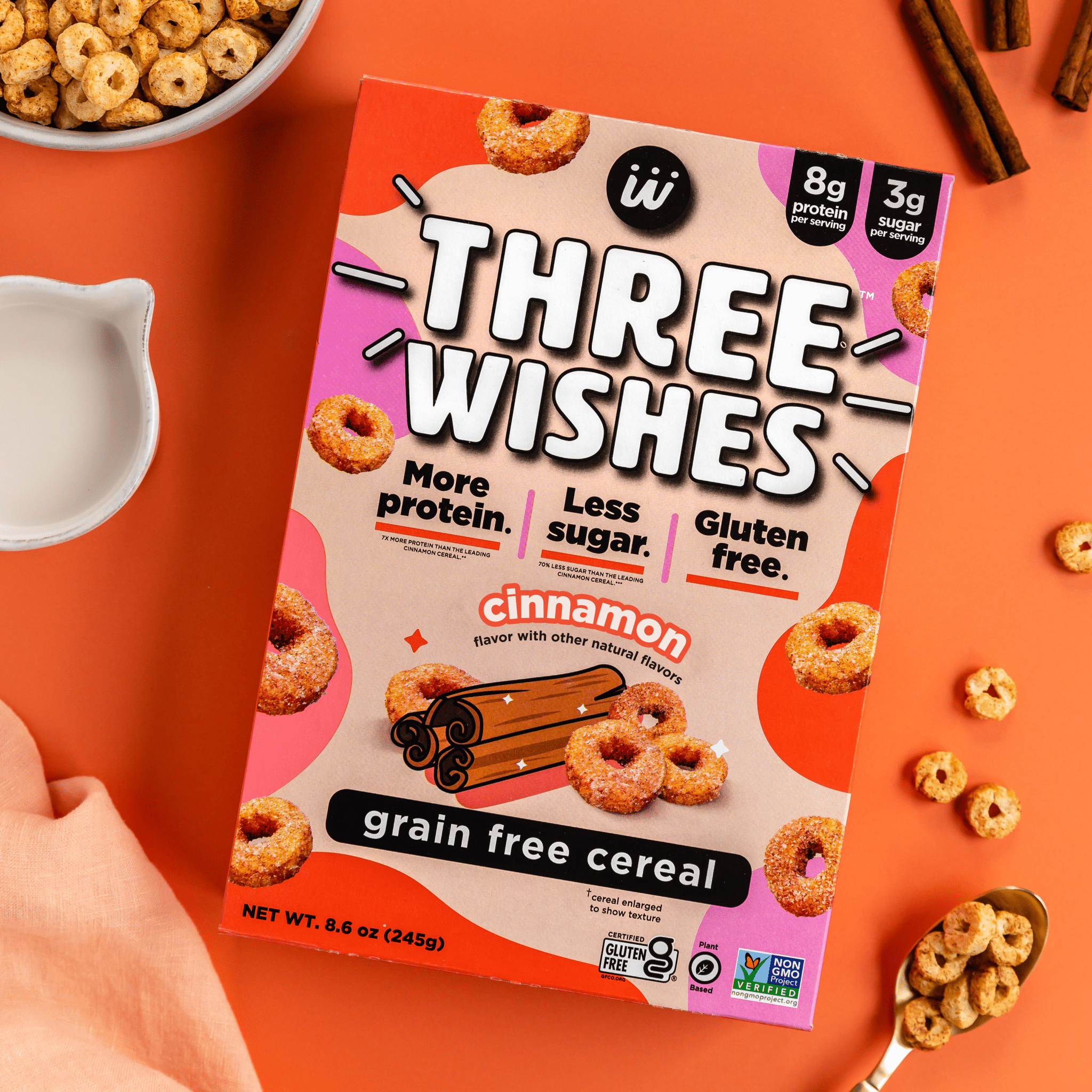 (6 pack) Three Wishes Grain Free Cereal, Cinnamon, Gluten-Free