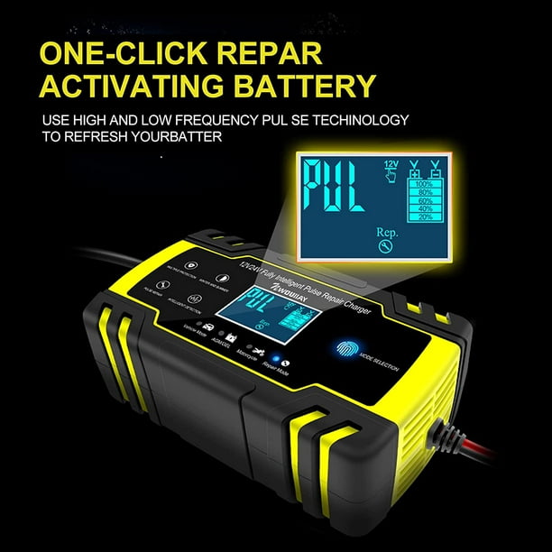 Chargeur de Batterie Intelligent 12V-24V 8A Voiture Chargeur Batterie  Portable Mainteneur avec Écran LCD Tactile[121] - Cdiscount Auto
