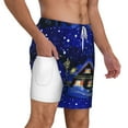 thumbnail image 3 of Balery Christmas Night Mens Swim Trunks Swim Shorts for Men Quick Dry Inseam Beach Shorts with Compression Liner Pocket-Small, 3 of 9