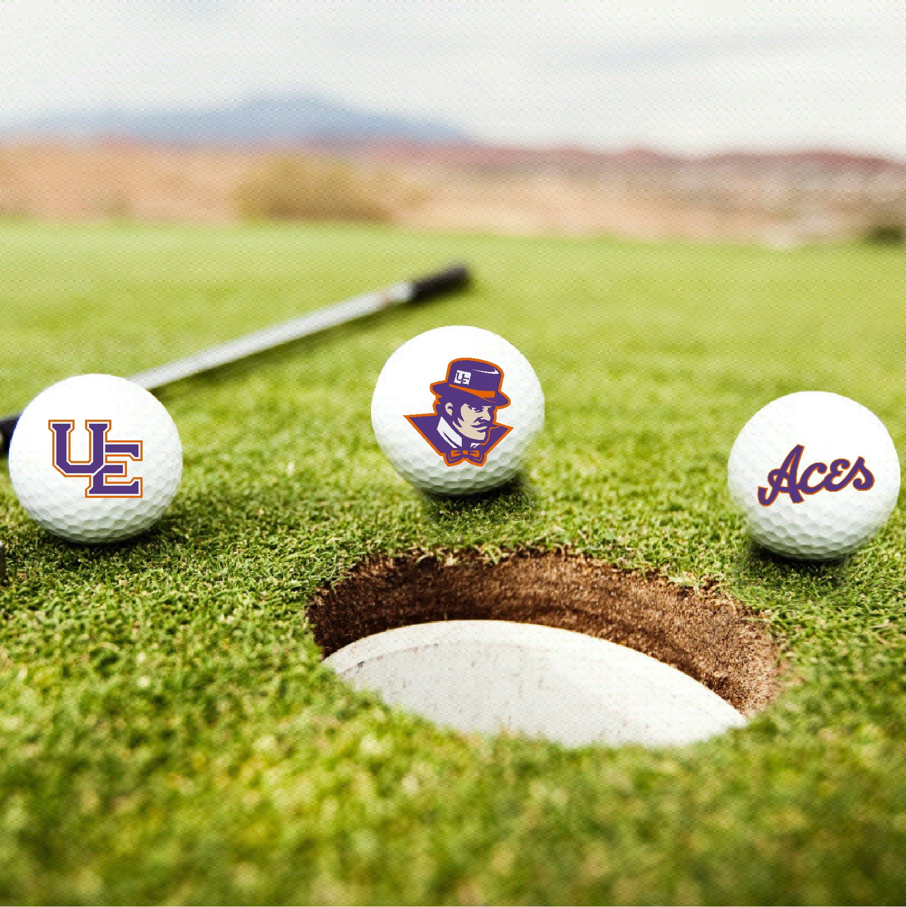 University of Evansville Purple Aces Logo Edition Officially Licensed NCAA Taylormade Distance+ Golf Balls 12-Pack (Dozen)
