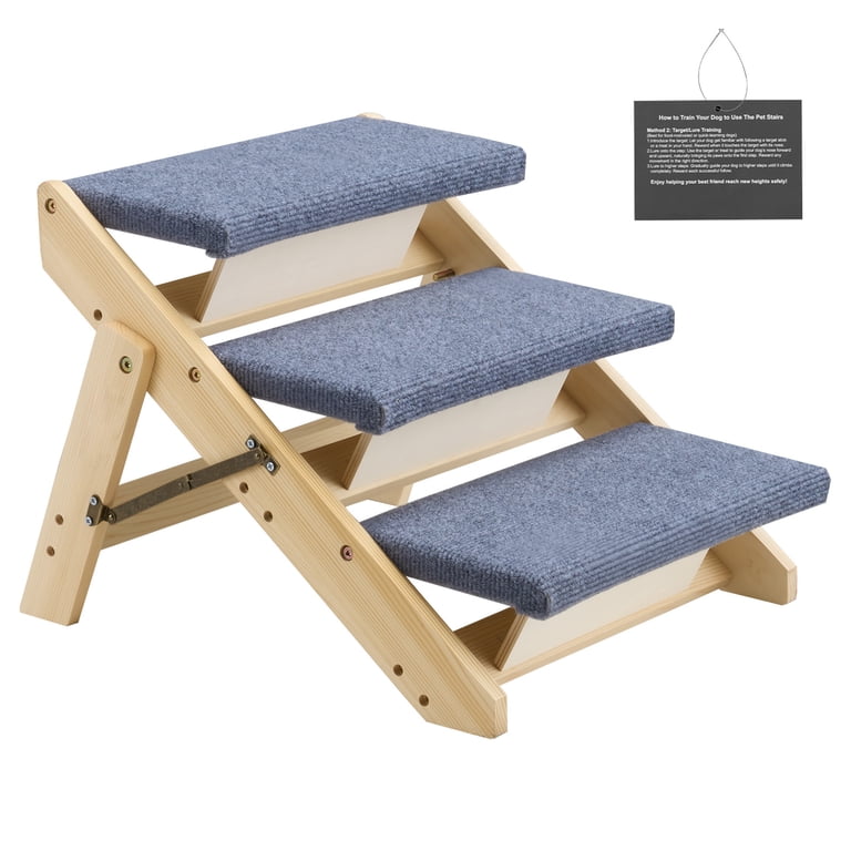 KFFKFF Wooden 3-Step Pet Stairs, Foldable Design photo 1