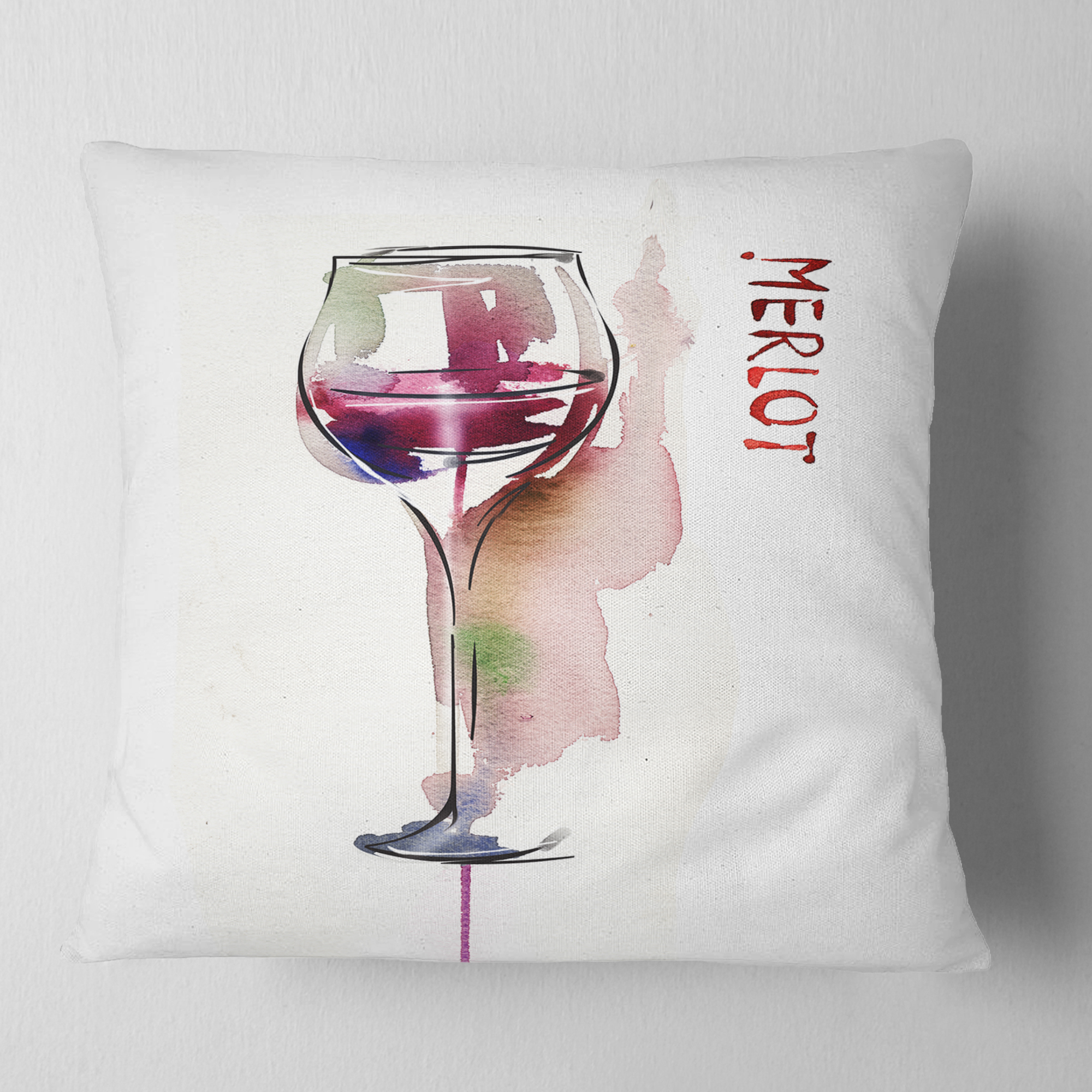 Designart Red Wine - Contemporary Throw Pillow - 18x18
