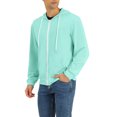 thumbnail image 4 of INSPIRE CHIC Men's Hoodies Long Sleeves Solid Zip Up Knit Sweatshirt Jackets Mint 2XL, 4 of 6