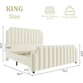 thumbnail image 2 of King Size Velvet Bed Frame, 50.2 in Tall Headboard & Footboard, Upholstered Platform King Bed Frame with Nailhead Trim, No Box Spring Needed, Noise Free, Solid Wooden Slats, Beige, 2 of 7