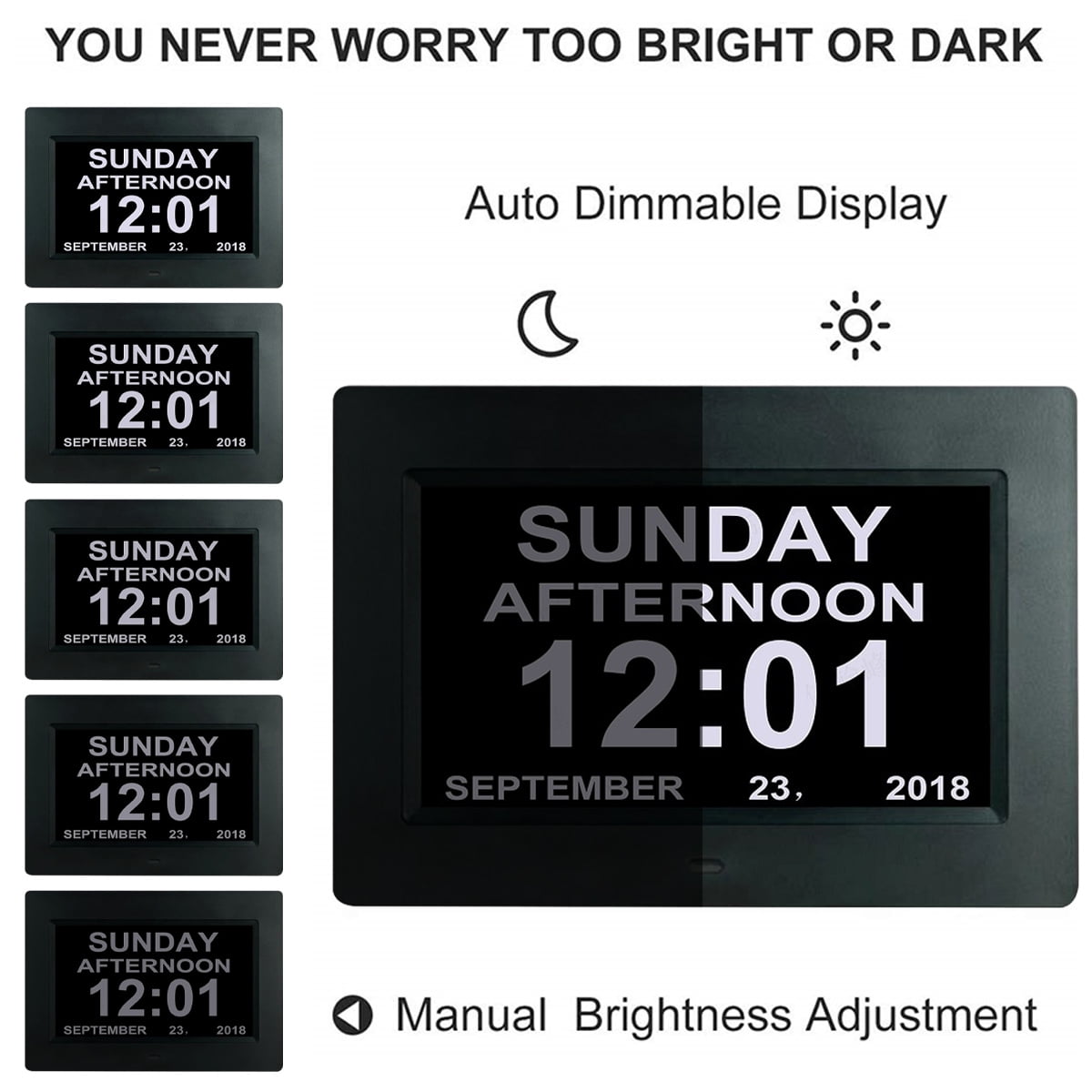 Day and Date for Elderly, Clocks for Seniors, Dementia Clock, Digital Calendar Clock Elderly