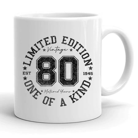 

80 Year Old Vintage 1945 Limited Edition 80th Birthday Gift Ceramic Mug 11oz (White;11oz)