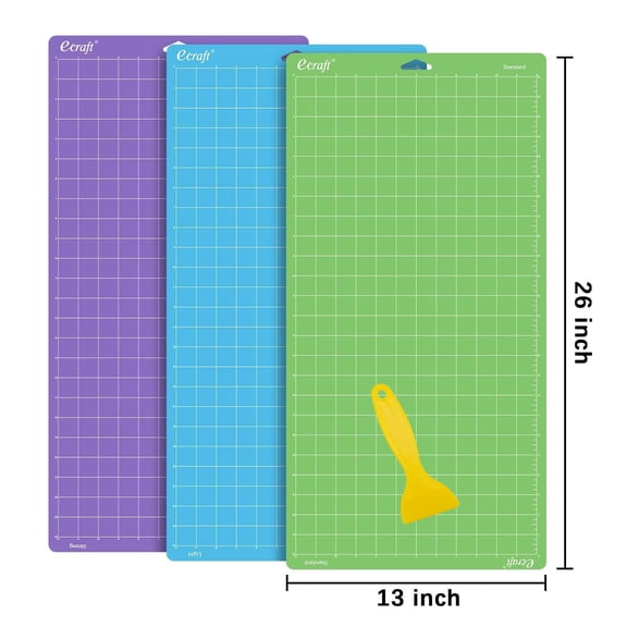 12x24 Inch Cutting Mat 3 Pack - Strong/Standard/Light Grip Reusable Adhesive Mat for Cricut Explore One/Air/Air 2/Maker, Non-Slip Gridded DIY Vinyl Craft Mat
