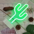 thumbnail image 2 of Letreros de luz de neón de Cactus verde, luces LED de neón de Cactus, luces nocturnas con Pedestal, decoración de habitación, batería/lámparas de Cactus con operación USB, 2 of 5