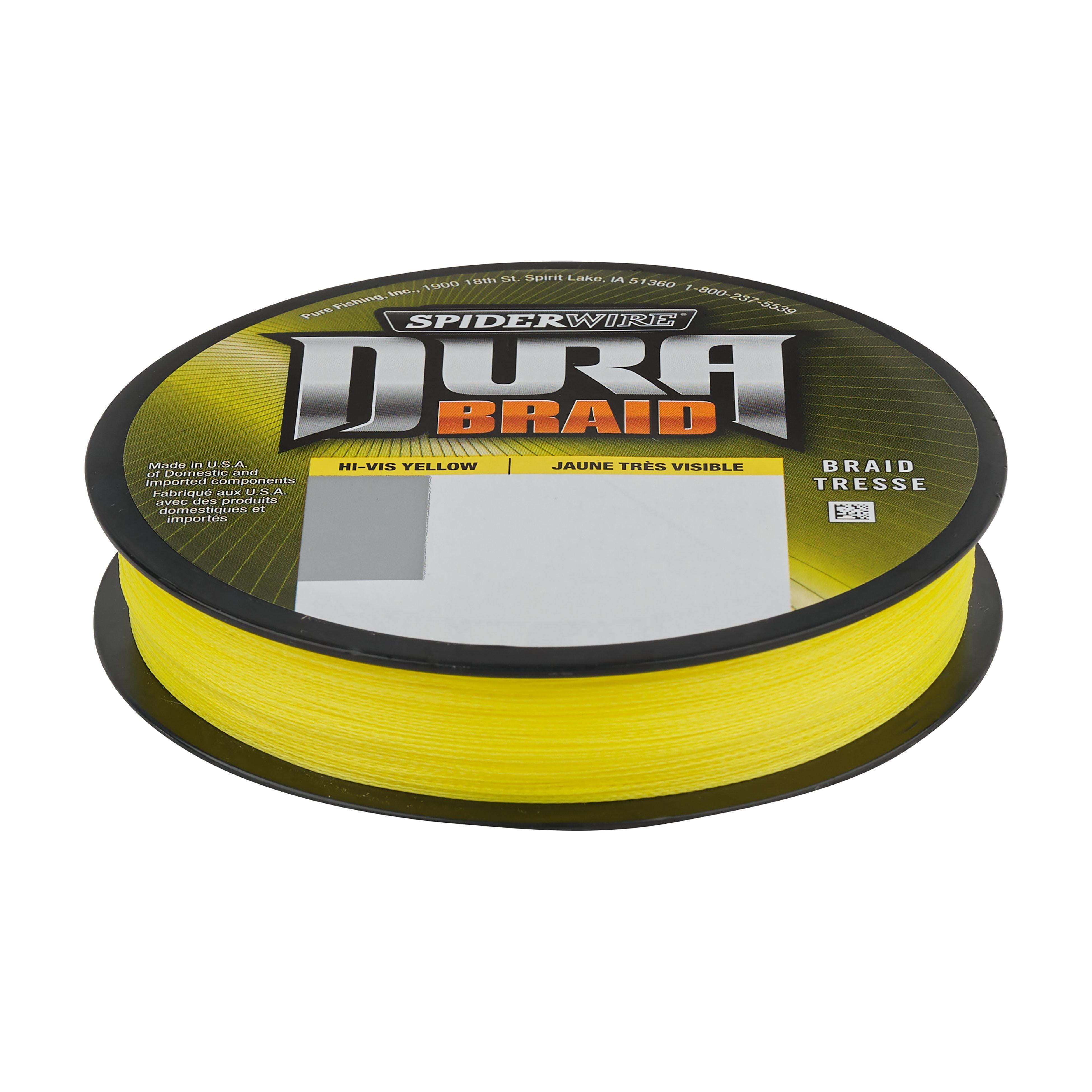 SpiderWire DuraBraid Fishing Line, Hi-Vis Yellow, 10 lb Test Strength, 300 yd