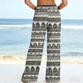 thumbnail image 5 of MYAOYI Women's Tribal Aztec Print Wide Leg Pants, Smocked High Waist Palazzo Trousers with Pockets, 5 of 7