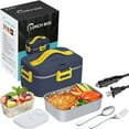thumbnail image 2 of Pompotops Electric Lunch Box, 80w 1.8L Heated Lunch Box For Truck/Car/Office/Home/Work, 12/24/110v 3 In 1 Portable Food Warmer Lunch Box With Fork & Spoon, Kitchen Gadgets, 2 of 6