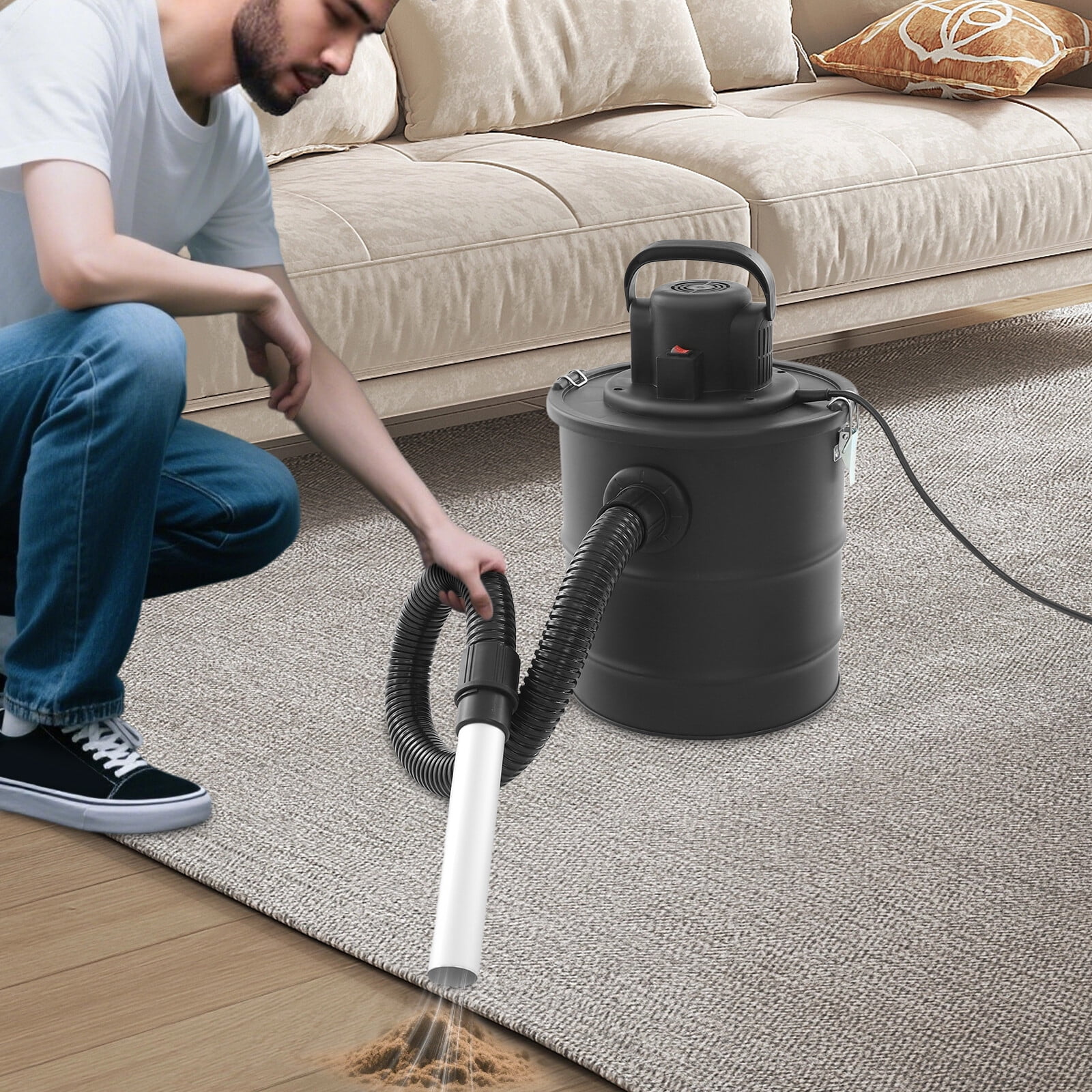 Miumaeov 1200W 18KPa Ash Vacuum Cleaner Fireplace BBQ Grills Ash Cleaning Machine with 20L Dust Collection Bin